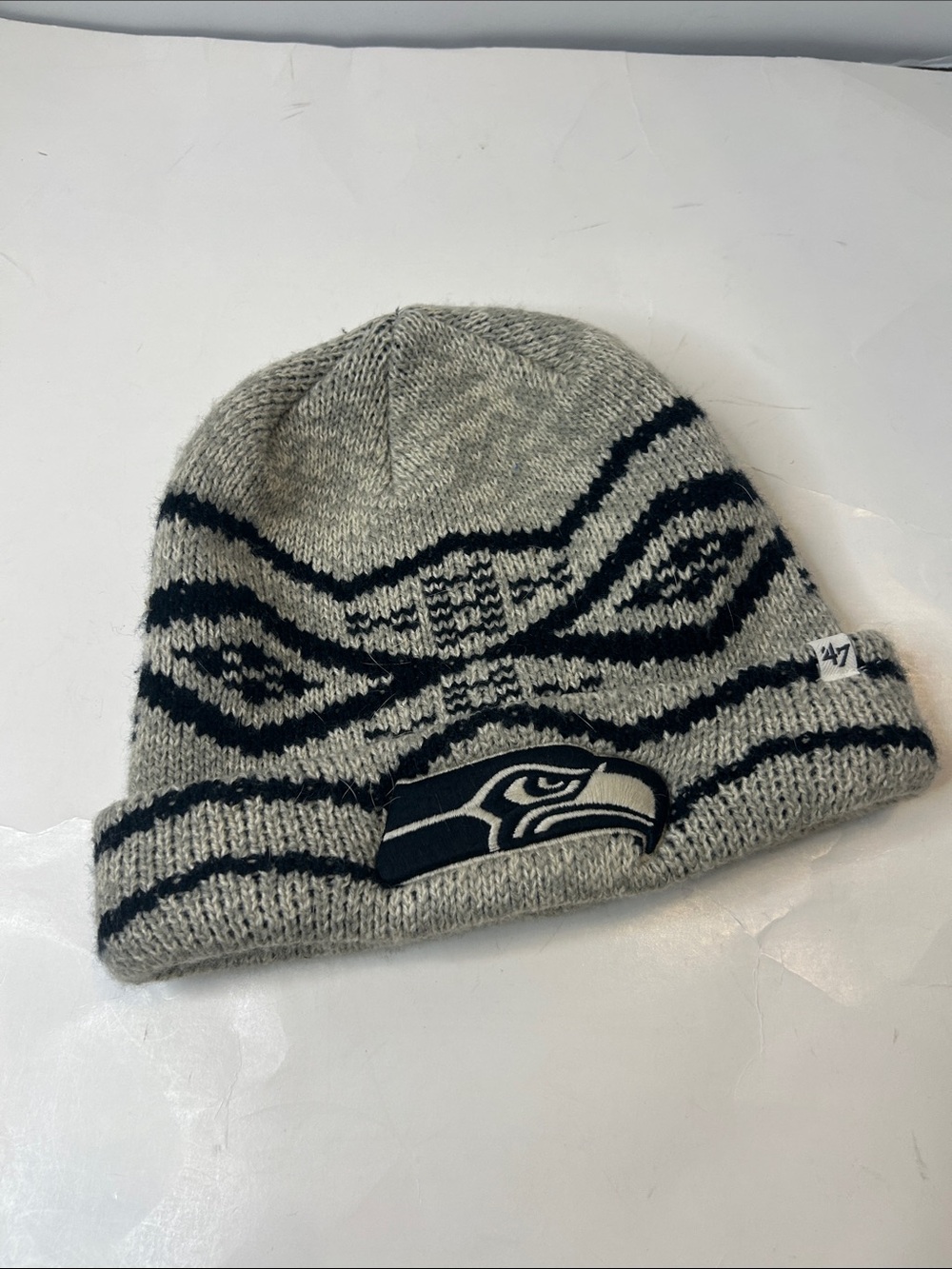 47 Brand Seattle Seahawks Gray and Navy Knit Cuff Beanie